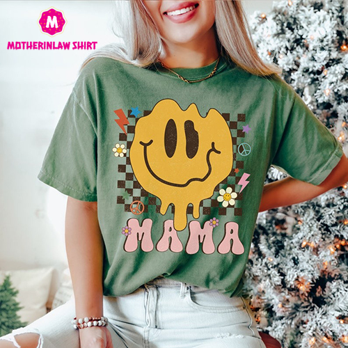 Comfort Colors Mama Shirt, Mama Smiley Face Shirt, Retro Mama Shirt, Mom Shirt, Mother’s Day Shirt, Mom Tshirt, Mama tshirt, Mama Tee, Mama