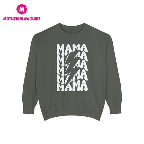 Comfort Colors Sweatshirt, Comfort Colors Mama Sweatshirt, Lightning Bolt Mom Sweatshirt, Comfy Mother’s Day Gift, Mama Crewnecks