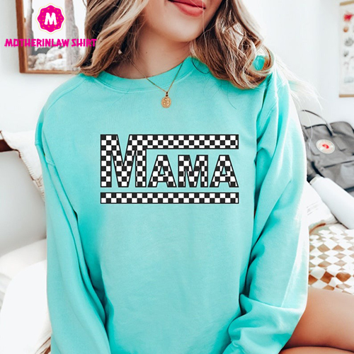 Comfort Colors Sweatshirt, Mama Sweatshirt, Checkered Mama Shirt, Mama Crewneck, Mom Sweatshirt, Gift For Mom, Mother’s Day Shirt, Aesthetic