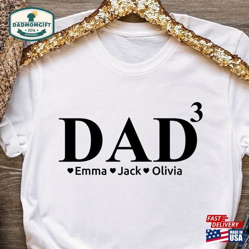 Custom Dad Shirt With Kids Names Father T-Shirt Hoodie