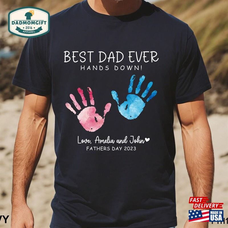 Custom Fathers Day Gift New Dad Shirt With Kids Name Classic Sweatshirt