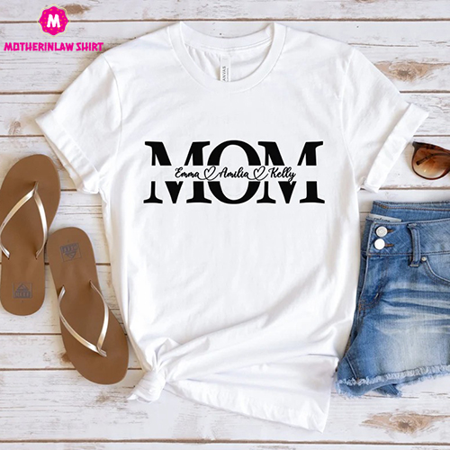 Custom Mom Shirt With Kids Names, Personalized Mom Shirt, Mother’s Day Shirt, Custom Kid’s Names Mom Shirt, Gift For Mom