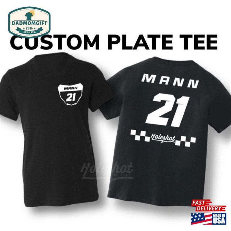 Custom Motocross Plate Tee Dad Gift Dirt Bike T-Shirt Unisex