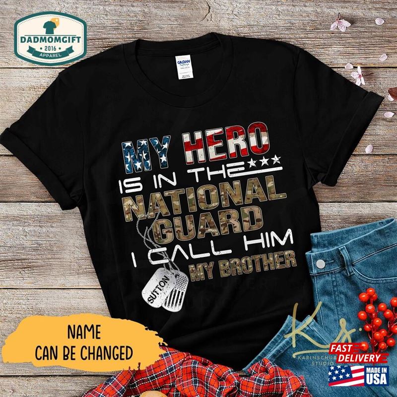 Custom My Hero Is In The National Guard I Call Him Son Military Family Matching Shirts Sweatshirt T-Shirt