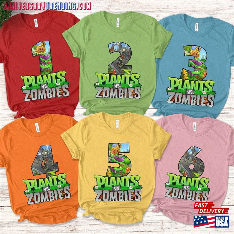 Custom Plant Vs Zombies Number Shirts Personalized Birthday Gift Cute Party Unisex Hoodie – Bipubunny Store