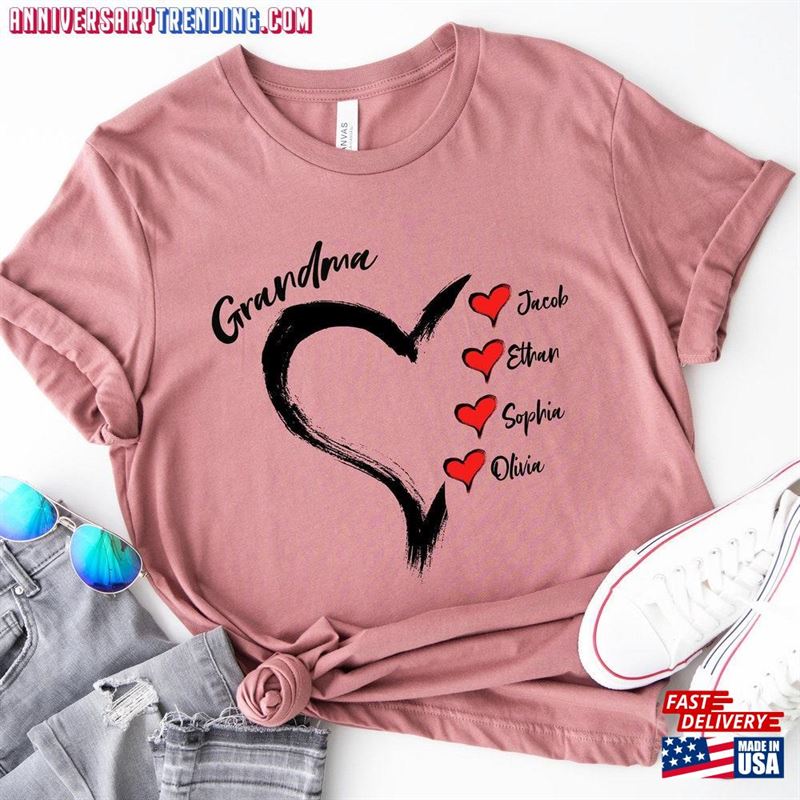 Custom Shirt Grandma For Child Or Grandchild Cute Theme Personalized Gift Customized T-Shirt Classic – Bipubunny Store