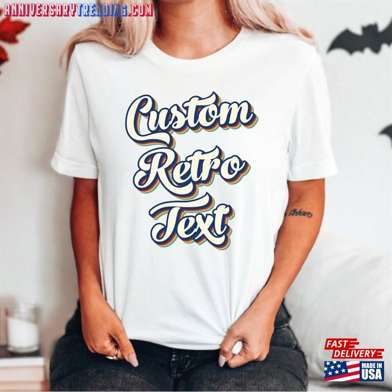 Custom Shirt Retro Text T-Shirt Personalized Shirts For Women Toddler Grandpa Mom Girls Kids Classic Sweatshirt – Bipubunny Store