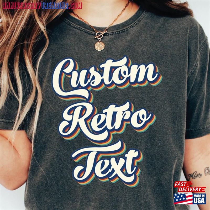 Custom Shirt Retro Text T-Shirt Personalized Shirts For Women Toddler Grandpa Mom Girls Kids Classic Sweatshirt – Bipubunny Store