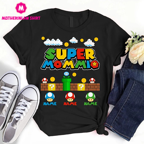 Custom Supper Mommio Kiddio Family Matching Shirt, Supper Mom Shirt, Mother’s Day Gift For Mom, Family Game Shirt, Mom Gift