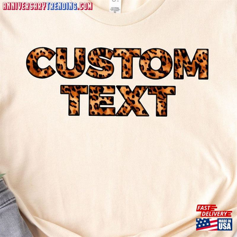 Custom Text Leopard Art Print Personalized Shirt Gift Customized T-Shirt Classic Hoodie – Bipubunny Store