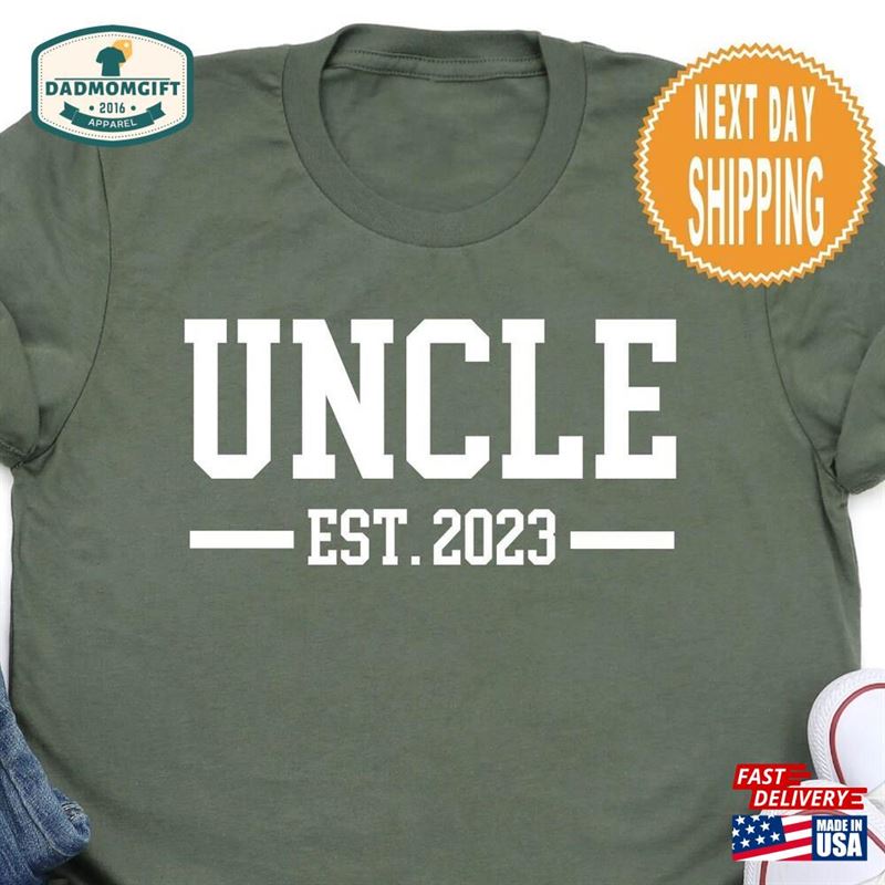 Custom Uncle Est 2023 Shirt Baby Announcement Tee T-Shirt Hoodie Classic