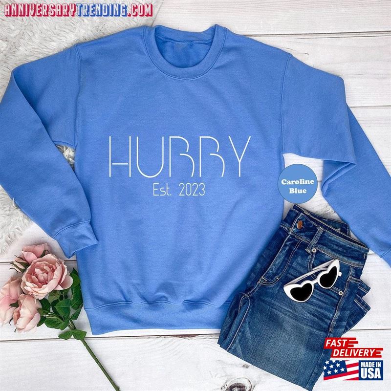 Custom Year Wifey Hubby Est-Shirt Cute Marriage Hoodie Just Married Sweatshirt T-Shirt Unisex – Bipubunny Store