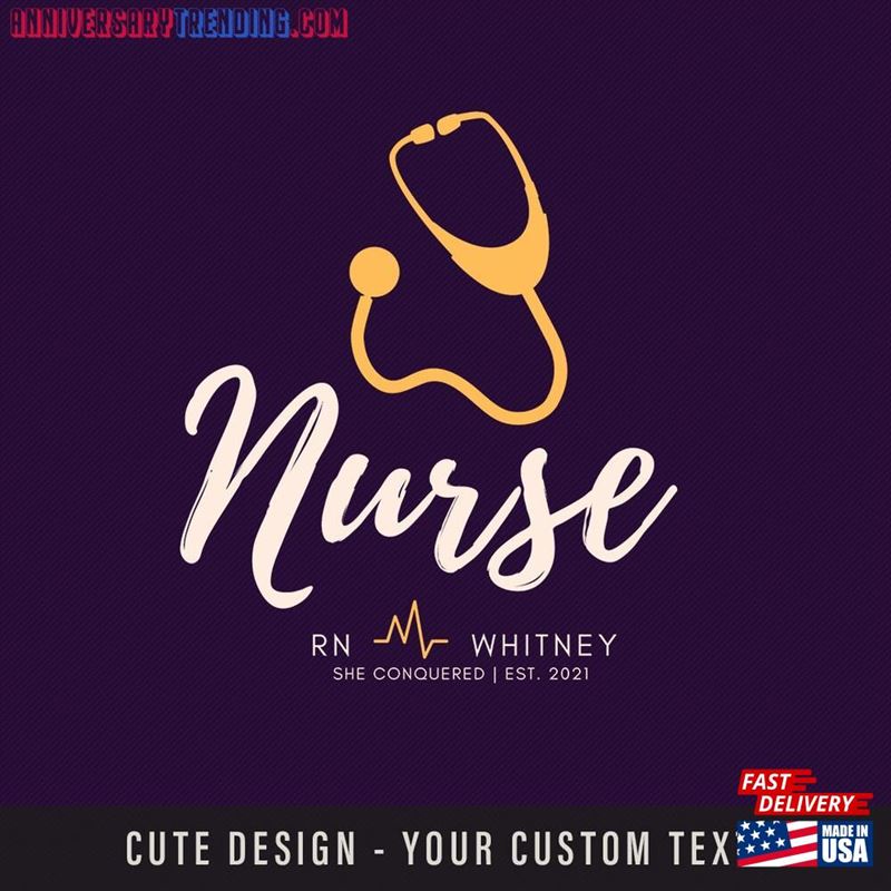 Cute Custom Nurse Stethoscope Shirt Name Personalized Gift Rn Sweatshirt T-Shirt – Bipubunny Store