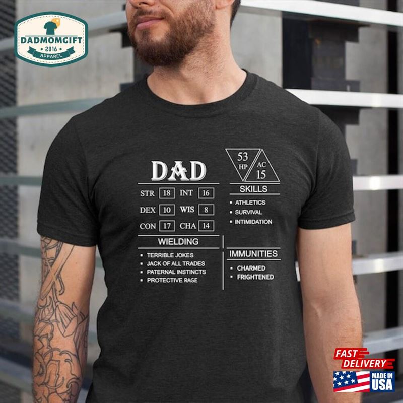 Dad Character Sheet Dungeons And Dragons Shirt Role Playing Game Unisex Hoodie