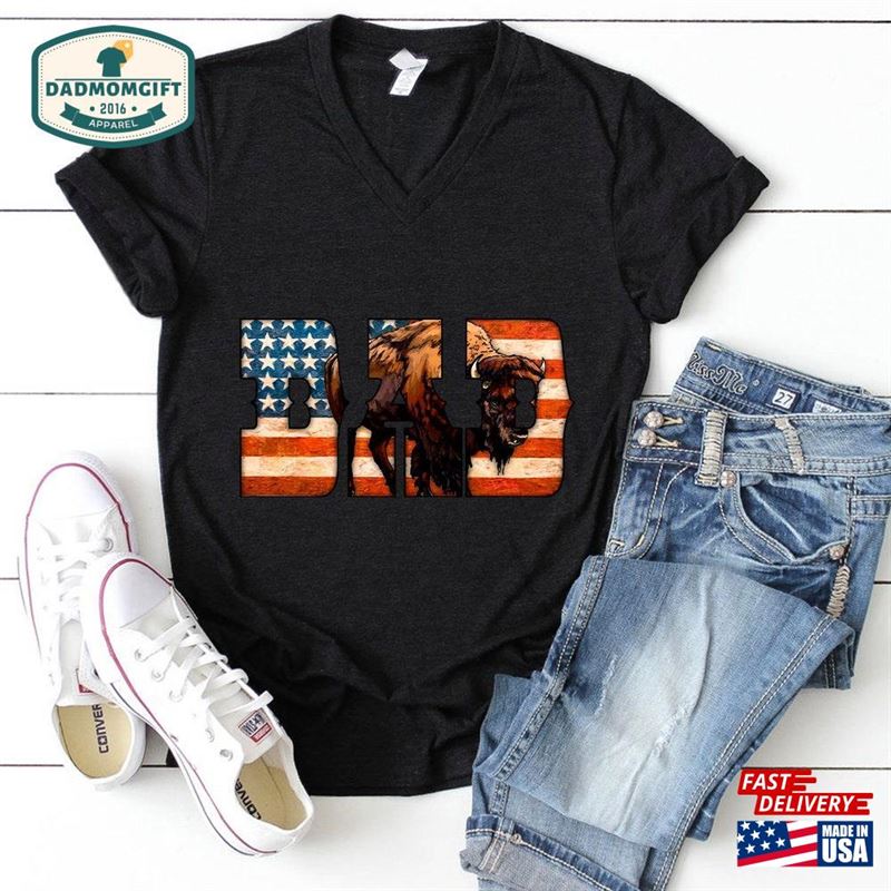 Dad Sublimation Design American Father Png Download Usa Flag With Bison Printable Transfer Hoodie Sweatshirt