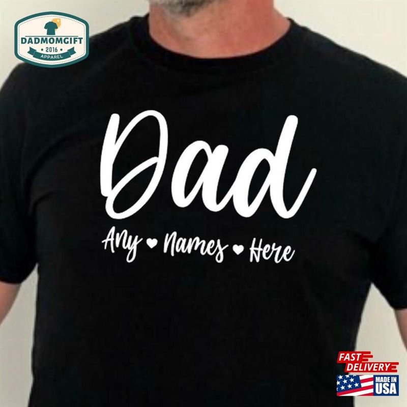 Dad T-Shirt Custom Family Names Customised Hoodie Sweatshirt