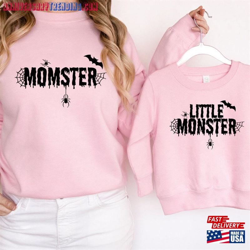 Dadcula Momster Little Monster Shirt Halloween Gift For Family Mom Unisex Hoodie – Bipubunny Store