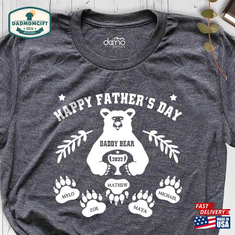 Daddy Bear Shirt Happy Fathers Day Custom T-Shirt Hoodie Unisex