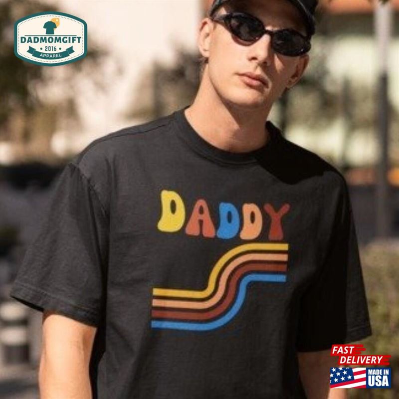 Daddy Shirt Retro Stripes Vintage Style Short Sleeve Father Unisex Classic