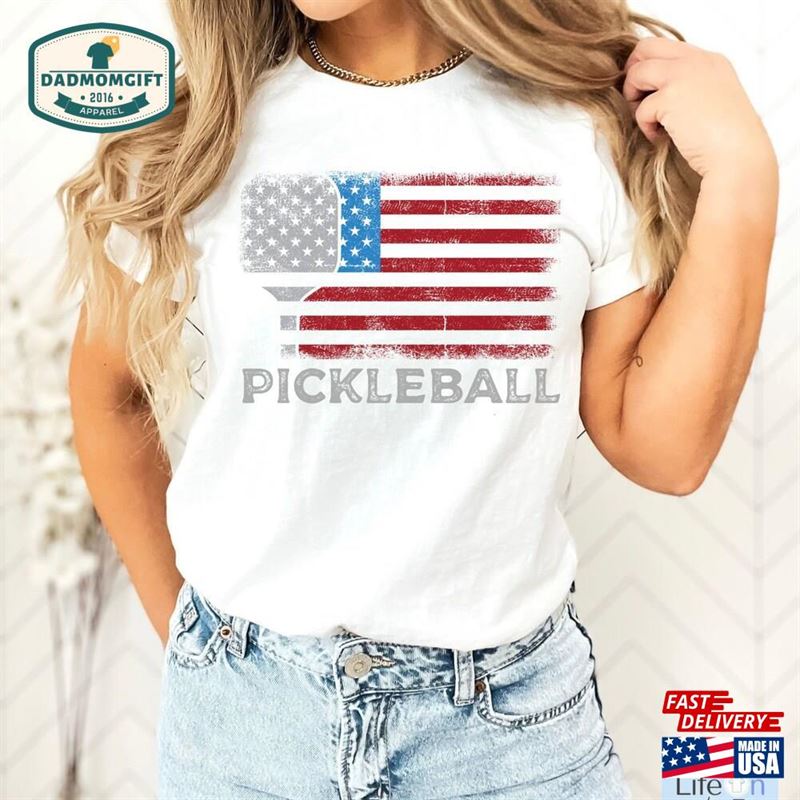 Distressed American Flag Pickleball Shirt July 4Th Tshirt Patriotic Tee Hoodie Sweatshirt