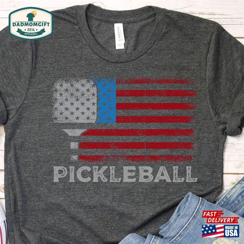 Distressed American Flag Pickleball Shirt July 4Th Tshirt Patriotic Tee Hoodie Sweatshirt