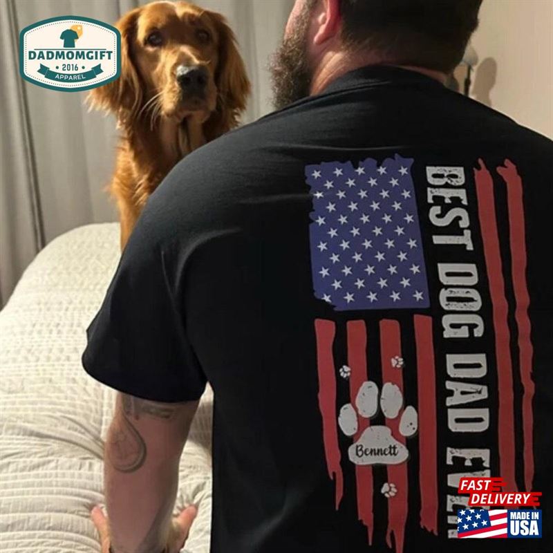 Dog Lover 4Th Of July Shirt Personalized Paw Dad Classic Unisex