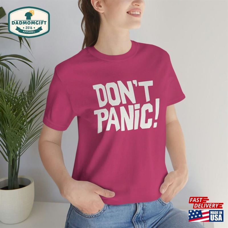 Don’t Panic T-Shirt Hitchhiker S Guide Logo Funny Tee For Sci Classic Hoodie