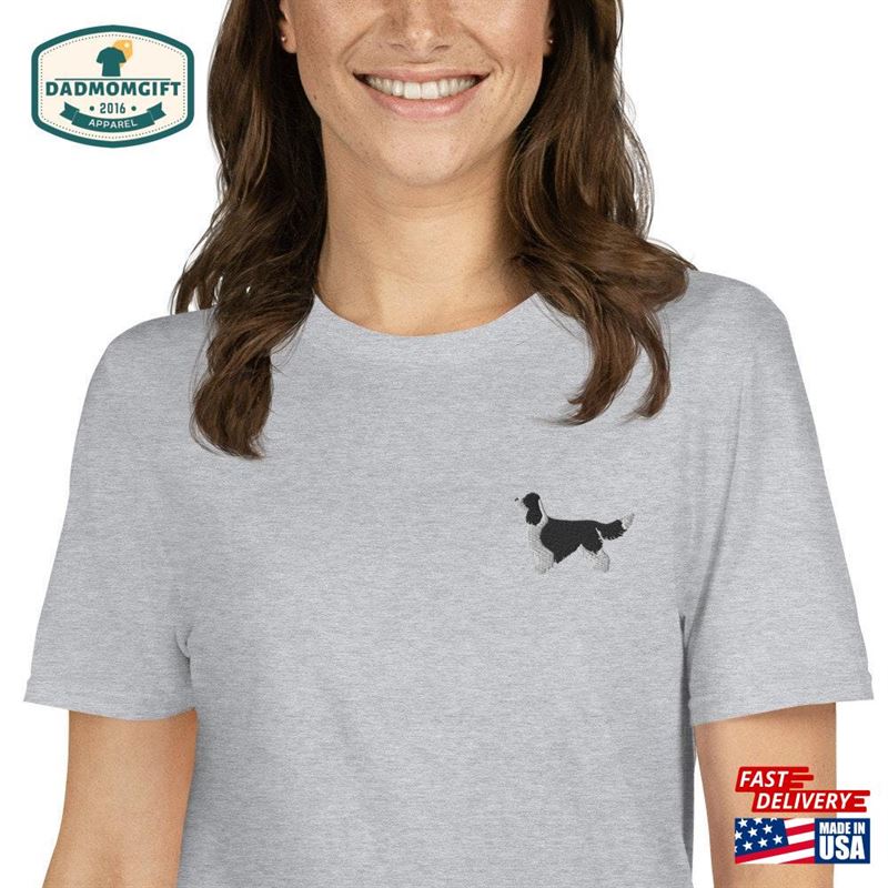 English Springer Spaniel Shirt Embroidered Short Sleeve Unisex T-Shirt