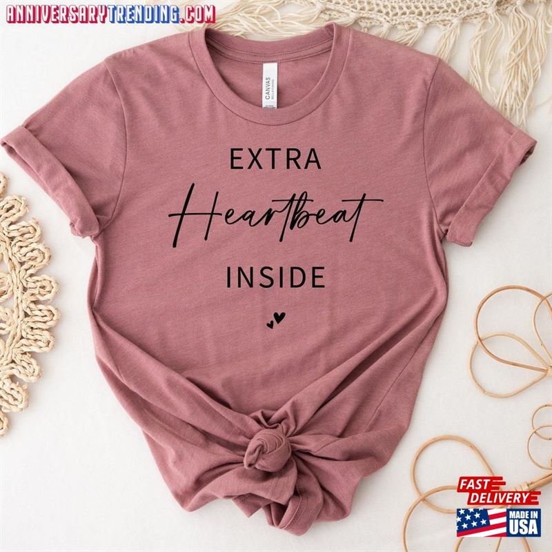 Extra Heartbeat Inside Shirt Pregnancy Announcement Reveal Classic Unisex – Bipubunny Store