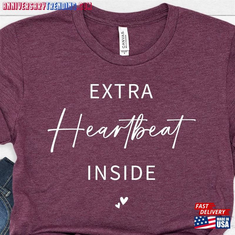 Extra Heartbeat Inside Shirt Pregnancy Announcement Reveal Classic Unisex – Bipubunny Store