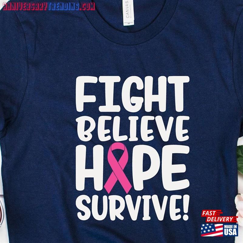 Faith Believe Hope Survive Shirt Breast Cancer Ribbon Awareness T-Shirt Sweatshirt -Bipubunny Store