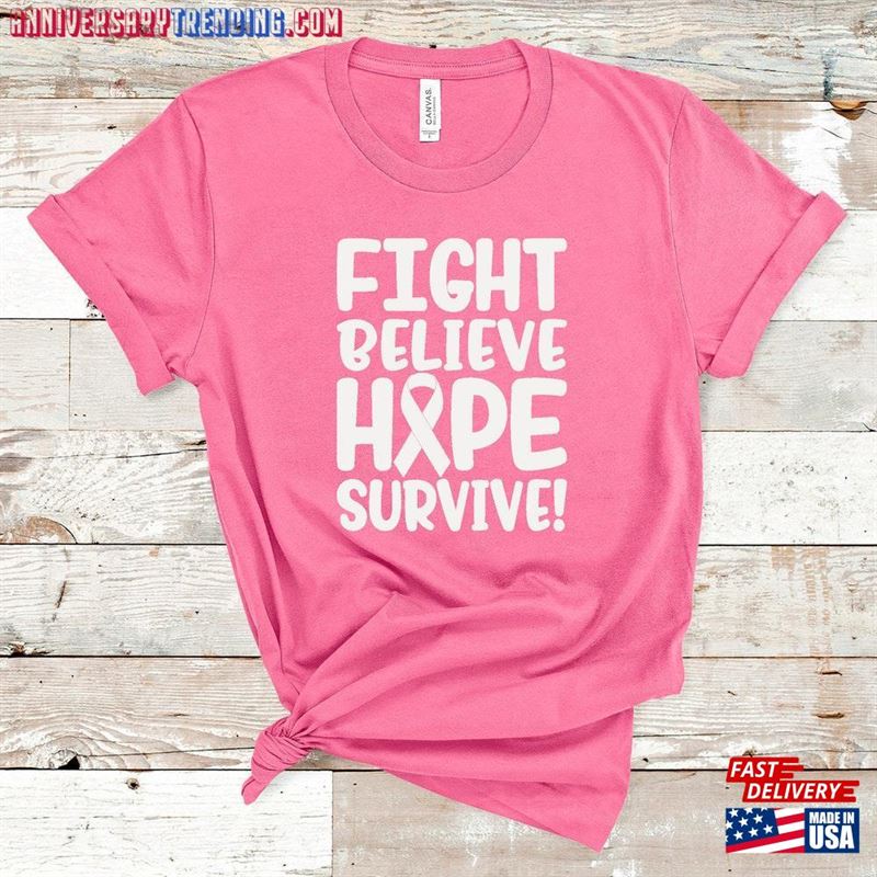 Faith Believe Hope Survive Shirt Breast Cancer Ribbon Awareness T-Shirt Sweatshirt -Bipubunny Store