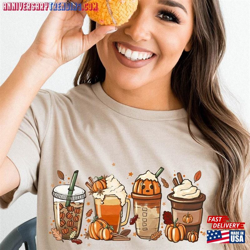 Fall Coffee Matching Shirt Cute Halloween Pumpkin Spice Lover Tee Unisex T-Shirt – Bipubunny Store