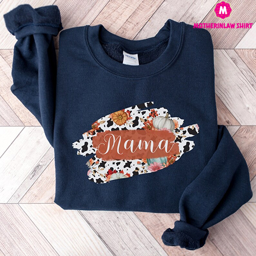 Fall Mama Pumpkin Sweatshirt, Buffalo Plaid Shirt for Mom, Western Mama Sweatshirt, Gift for Mom, Birthday Gift