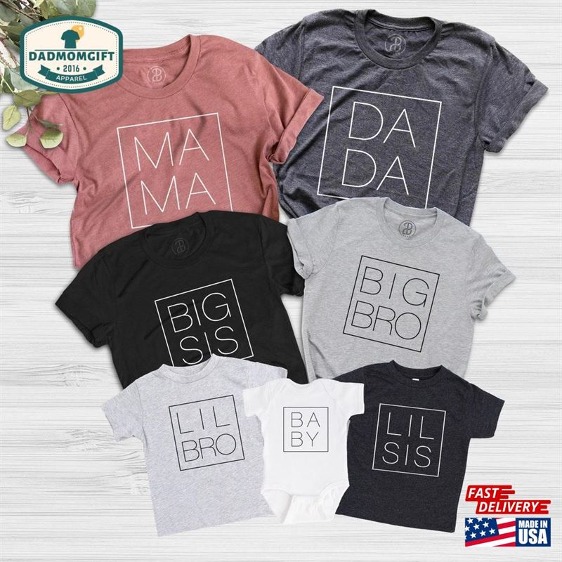 Family Matching Shirts Dada Square Tee Mama Shirt T-Shirt Classic