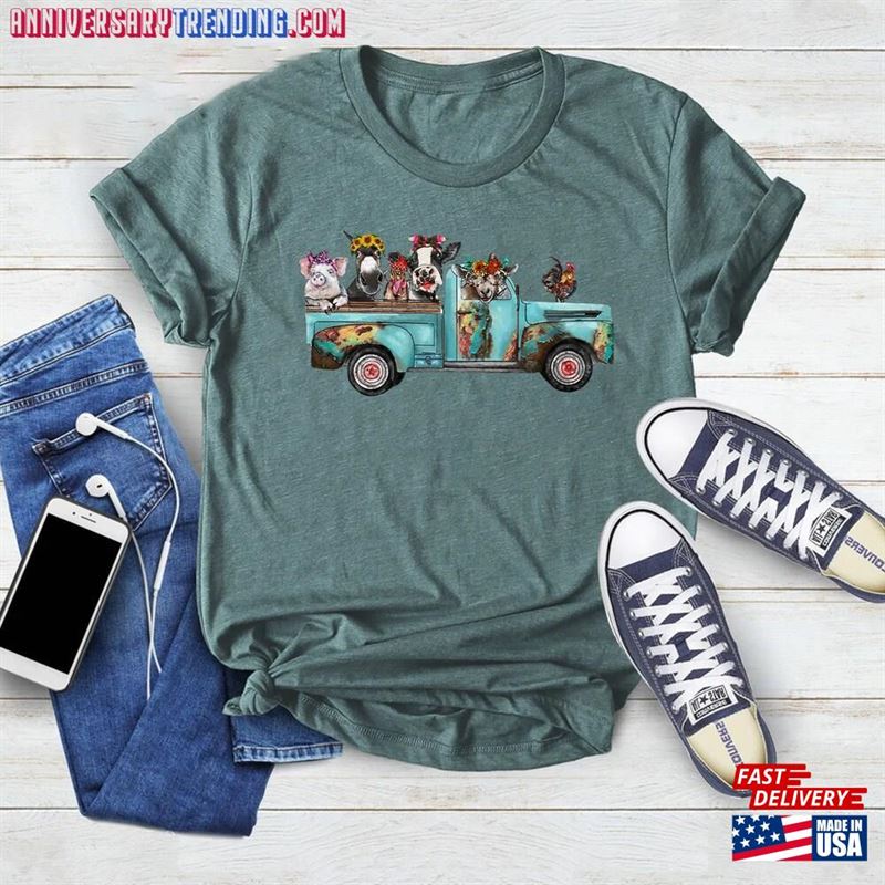 Farm Animal Truck Shirt For Birthday Gift Women Cute Classic Sweatshirt – Bipubunny Store