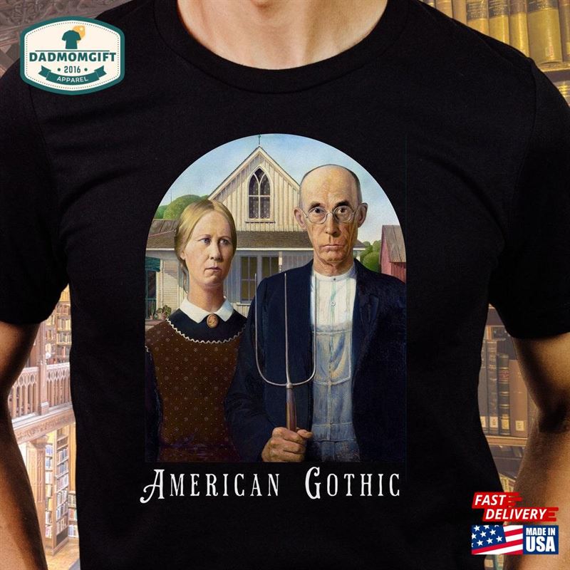 Farmer Couple Shirt American Gothic T-Shirt Grant Wood Art Unisex Sweatshirt