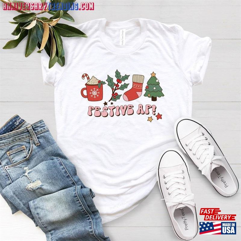 Festive Af Shirt Funny Christmas Shirts For Women Classic Sweatshirt – Bipubunny Store