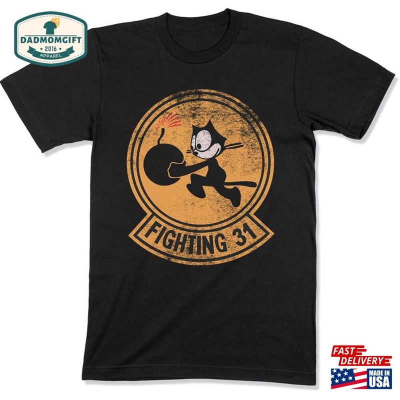 Fighting 31 Tomcatters T-Shirt Wwii Patch Tshirt Ww2 Military Veteran Shirt Classic