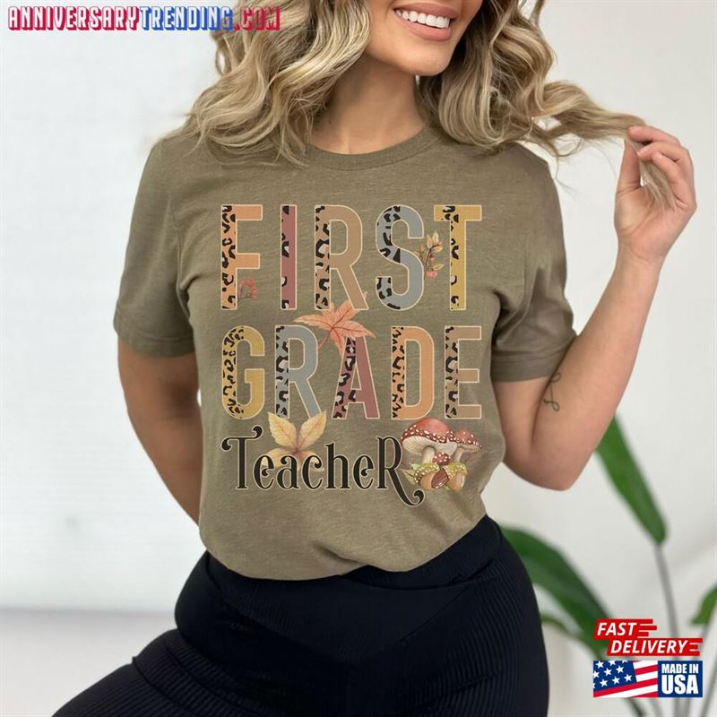 First Grade Teacher Shirt Fall Sweater Autumn 1St Tee Sweatshirt Classic – Bipubunny Store