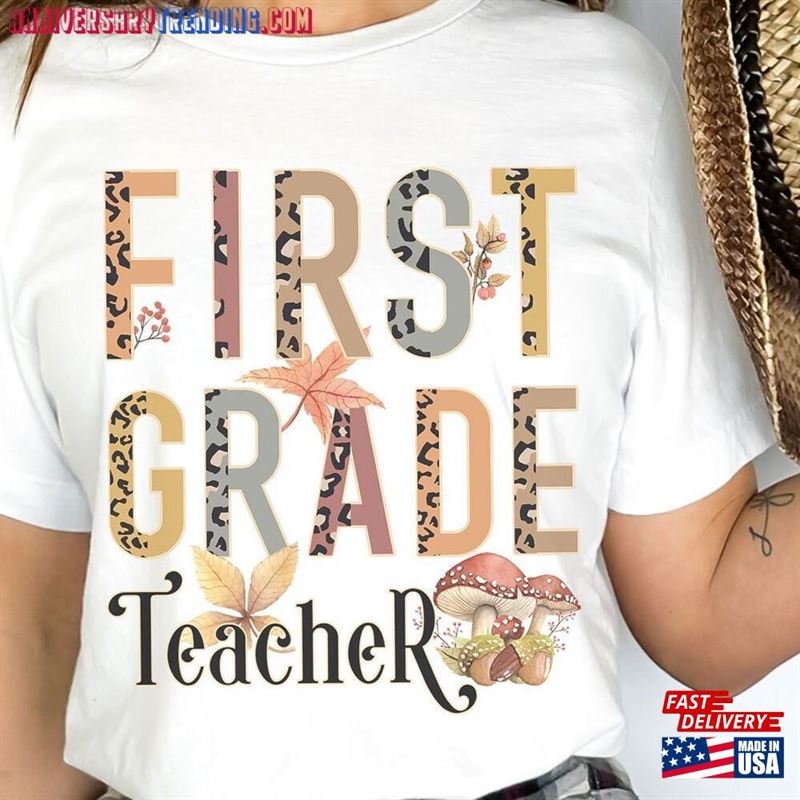 First Grade Teacher Shirt Fall Sweater Autumn 1St Tee Sweatshirt Classic – Bipubunny Store