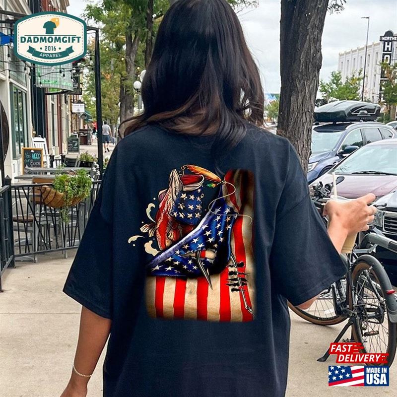 Fishing Lover 1717 Back Shirt American Flag Usa Mountain Garment Hoodie Sweatshirt