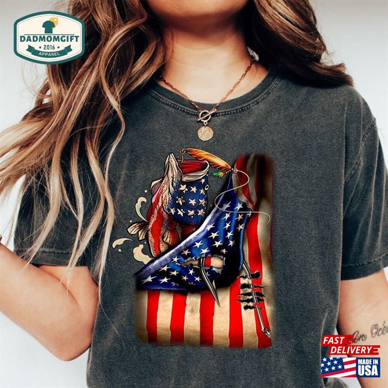 Fishing Lover 1717 Shirt American Flag Usa Mountain Garment Unisex Classic