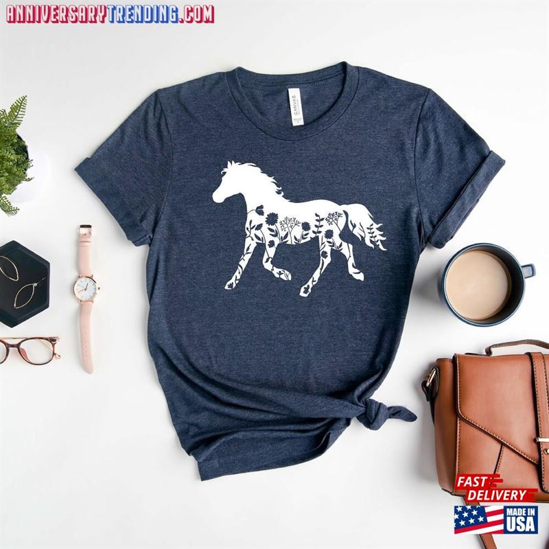 Floral Horse Shirt Lover Unisex Hoodie -Bipubunny Store