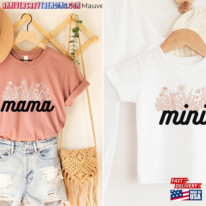 Flower Mama And Mini Shirts Mommy Me Tees Unisex Hoodie – Bipubunny Store