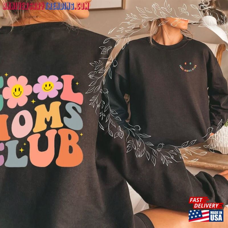 Flowery Cool Moms Club Sweatshirt Gift For Mothers Wonderful Mommy Crew Neck Happy Mother T-Shirt Unisex – Bipubunny Store