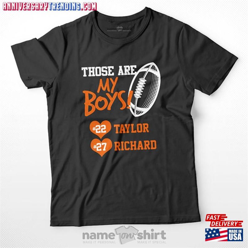 Football Mom Shirt Personalized Those Are My Boys 2 Players Twin Custom With Number Game Day T-Shirt Unisex – Bipubunny Store