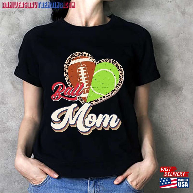 Football Tennis Mom Shirt Custom Mama Mommy Of Both And T-Shirt Ball Heart Sweatshirt Hoodie – Bipubunny Store