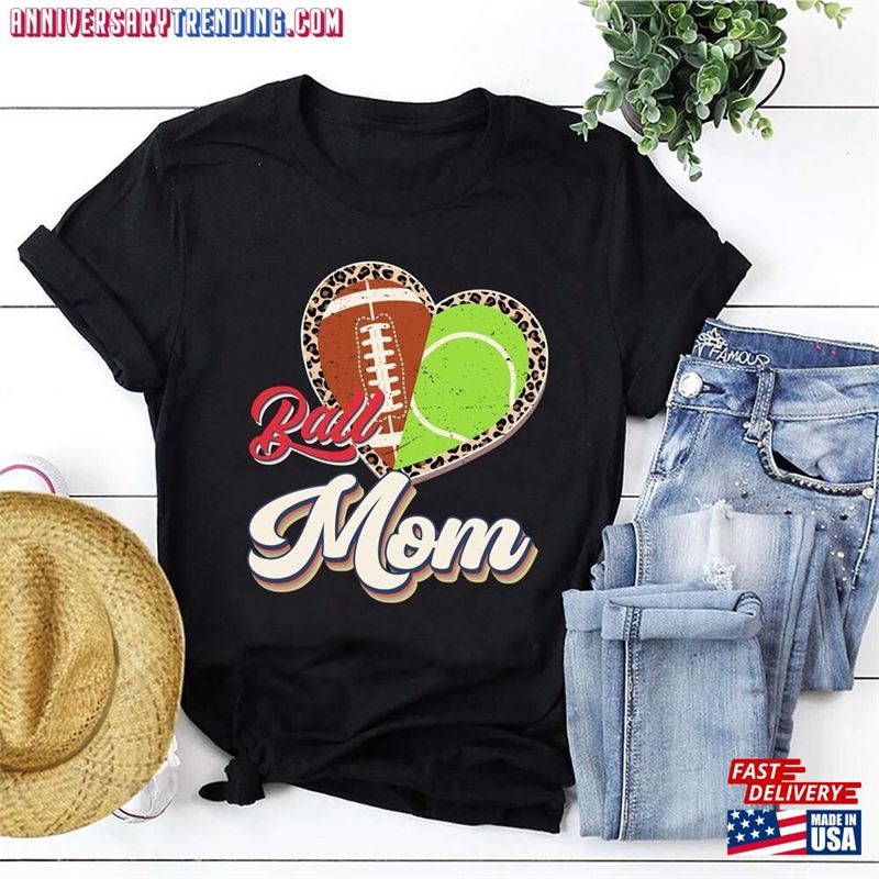 Football Tennis Mom Shirt Custom Mama Mommy Of Both And T-Shirt Ball Heart Sweatshirt Hoodie – Bipubunny Store