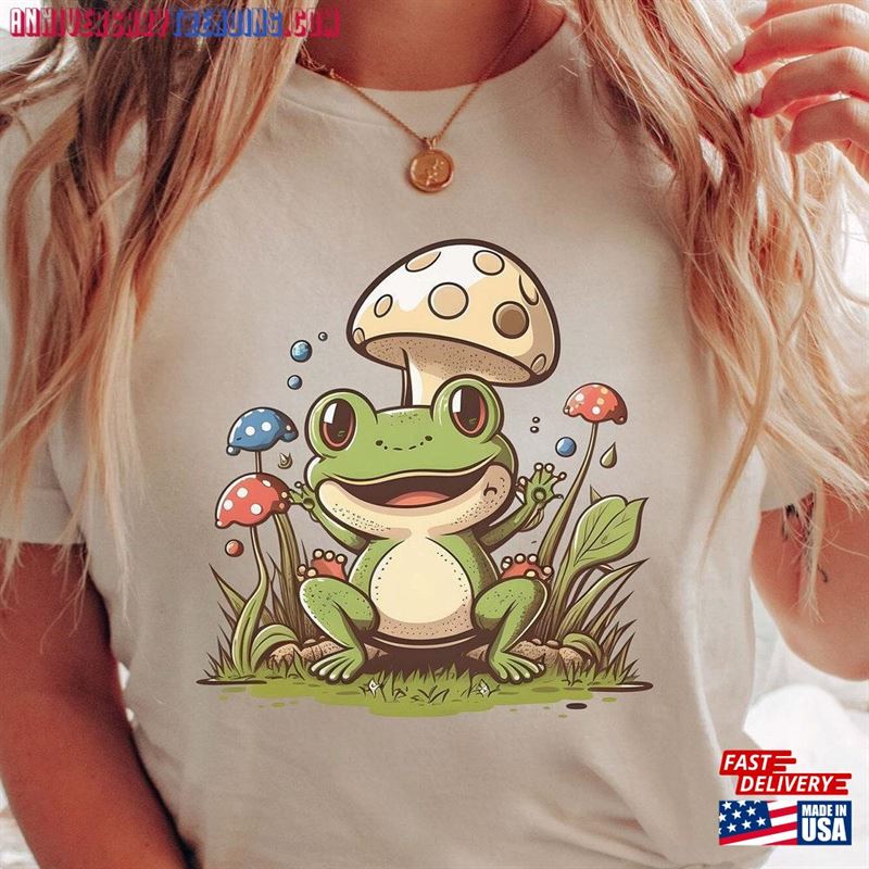 Frog Mushroom T-Shirt Cottagecore Froggy Tee Oversized Unisex Sweatshirt Hoodie – Bipubunny Store
